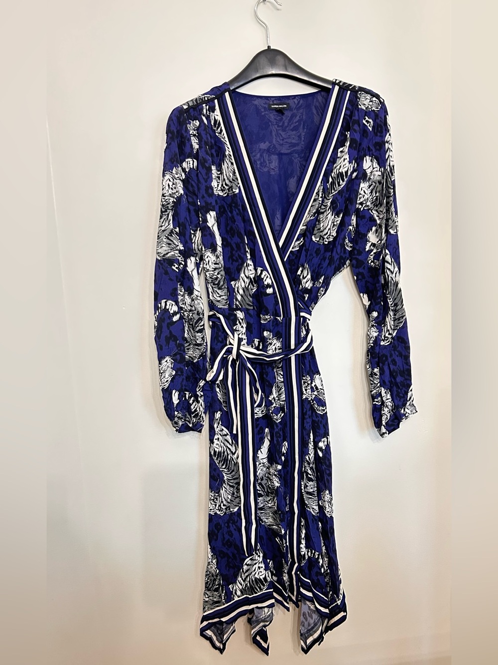 KAREN MILLEN 100% VISCOSE WRAP DRESS WITH TIE